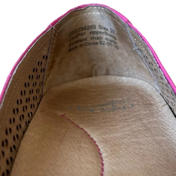 Dansko Neely Perforated Pink Leather Ballet Flats Women’s Size 37 6.5-7 Comfort - Picture 3 of 5